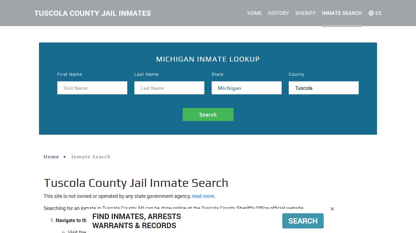 Tuscola County, MI Detainee Lookup